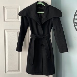 Kenneth Cole Black Oversized Collar Wool Cashmere Coat 0